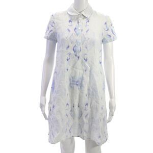 Amanda Johnson Studio Women Shirt Dress Tie Dye Linen Short Sleeve Size S